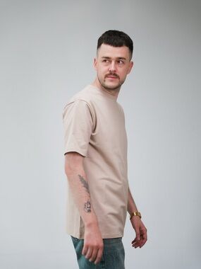Unisex Classic Crew Neck T-Shirt in Beige